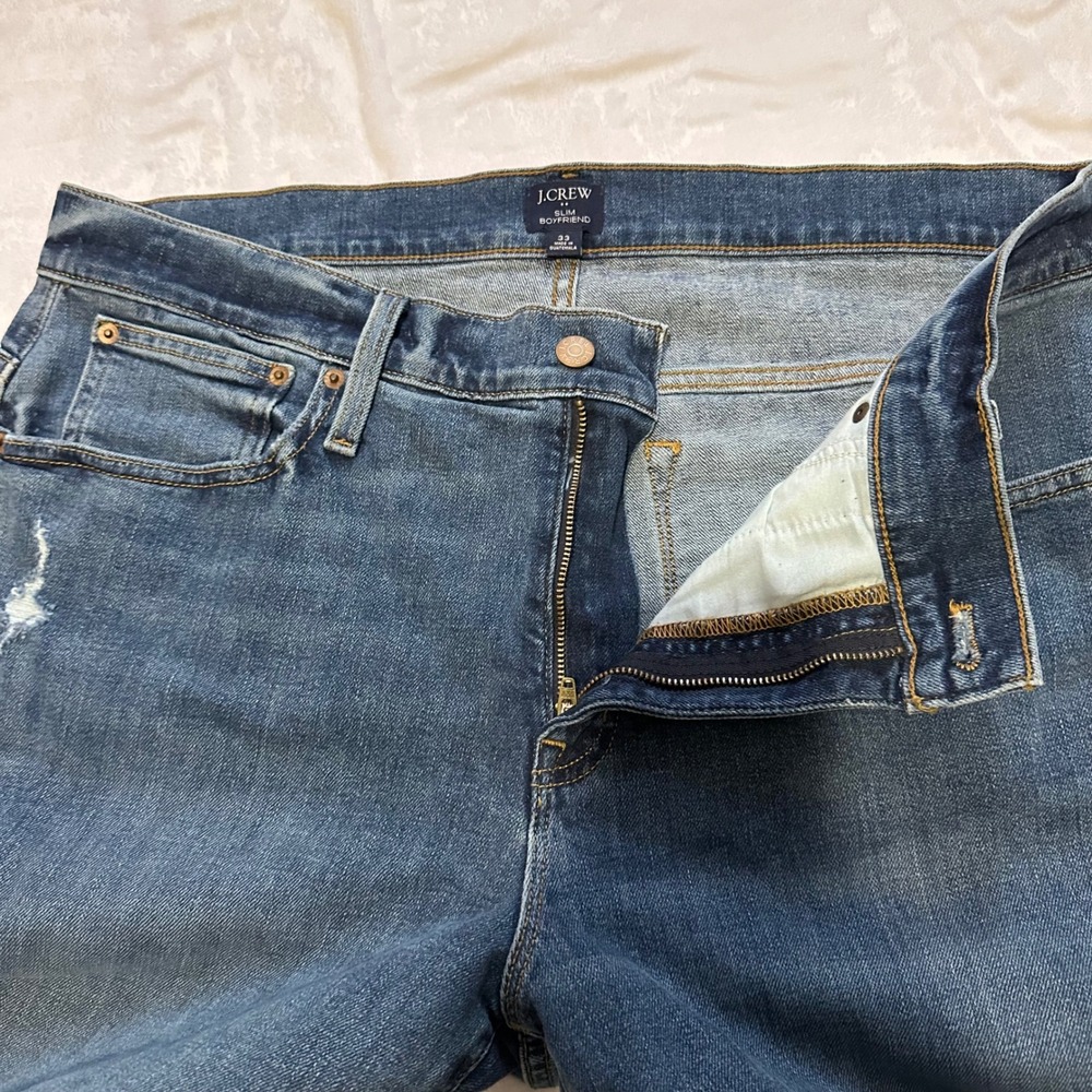 J Crew Slim boyfriend blue denim jeans women's size 33 - Picture 8 of 10